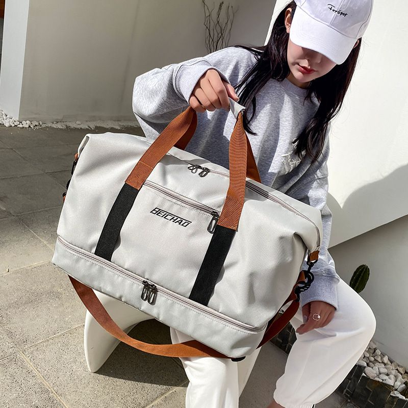 防水大容量乾濕分離旅行包/運動包-紫色 (46X25X28cm)