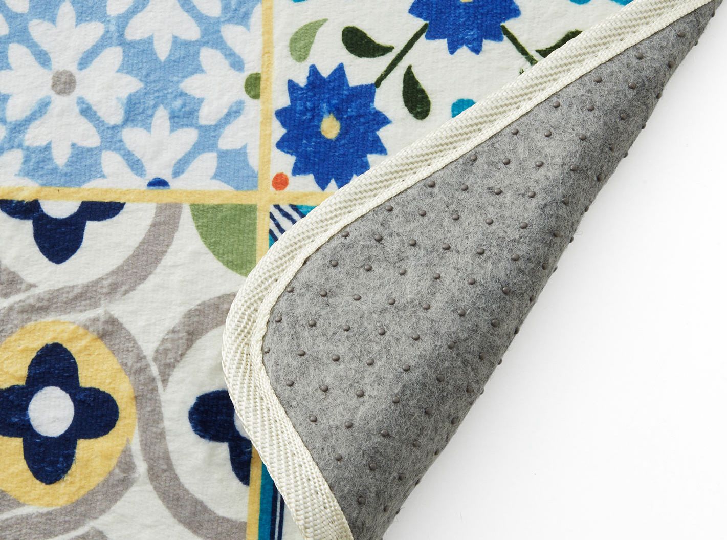 日本千趣會 - mini labo 去泥污腳踏墊-法蘭西花朵-藍綠