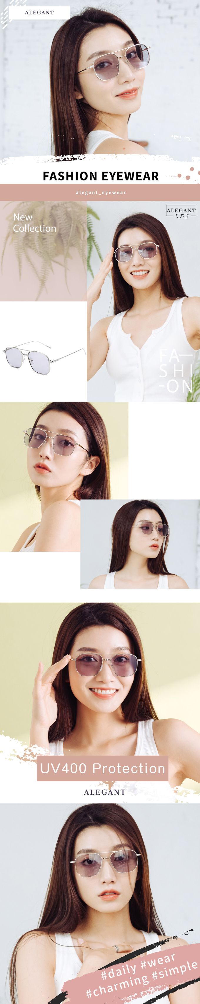 ALEGANT - 歐美輕奢凝雅灰雙樑設計飛官款墨鏡│UV400太陽眼鏡