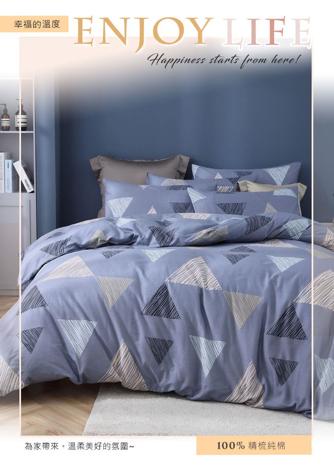 鴻宇 HongYew - 雙人加大床包枕套組 100%精梳棉 純棉-亞德里