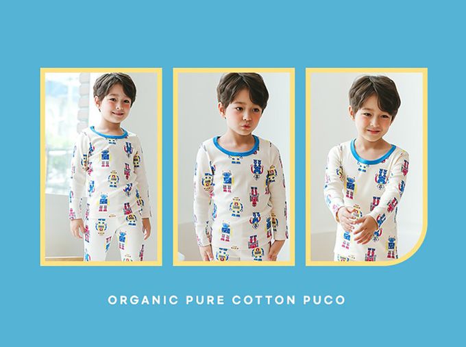 正韓 Puco - 超優質嬰幼兒/兒童長袖有機純棉家居服/睡衣-機器人