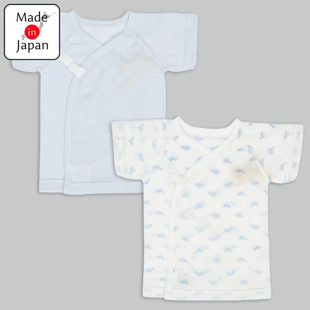 短袖網眼肚衣2件組-按扣款-淺藍色 (50cm)