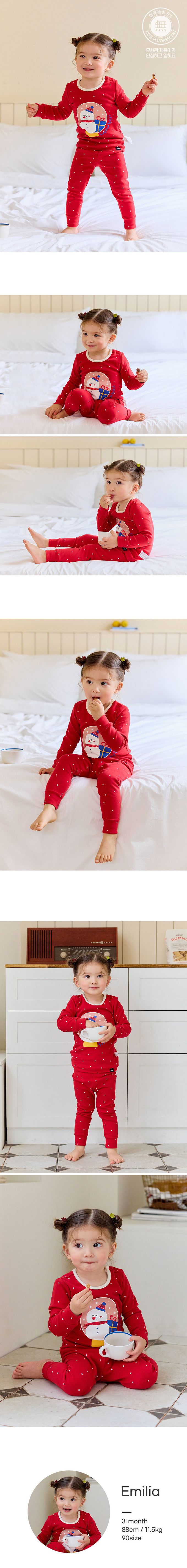 韓國 Cordi-i - 桃皮絨長袖家居服-聖誕雪人禮物-紅