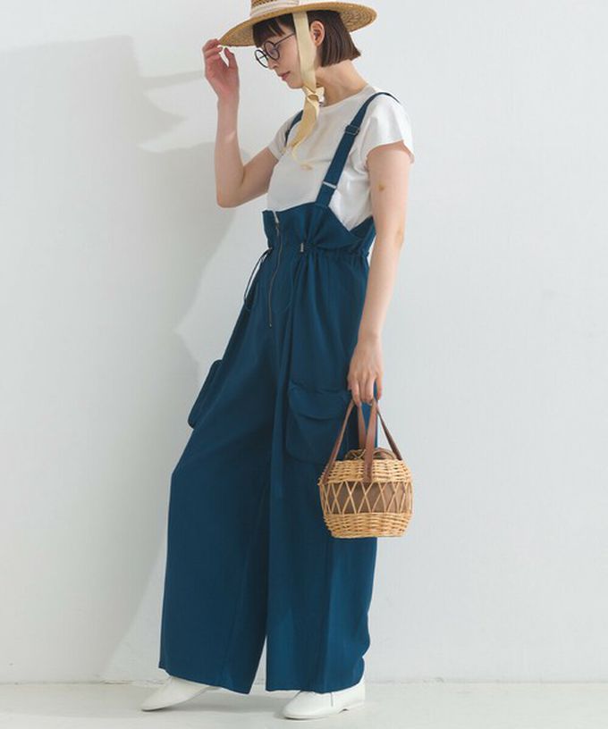 日本 Lupilien - 柔軟可愛抽繩束腰工裝風吊帶褲-卡其棕