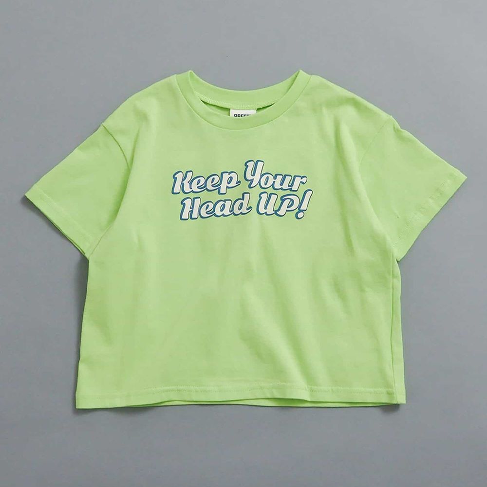 簡約帥氣logo短袖上衣-英文字-萊姆綠