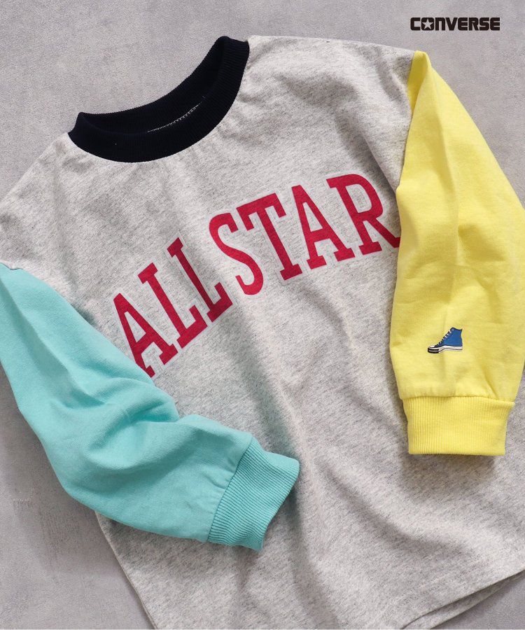 日本 BREEZE - CONVERSE聯名 印花長袖上衣-粉紅