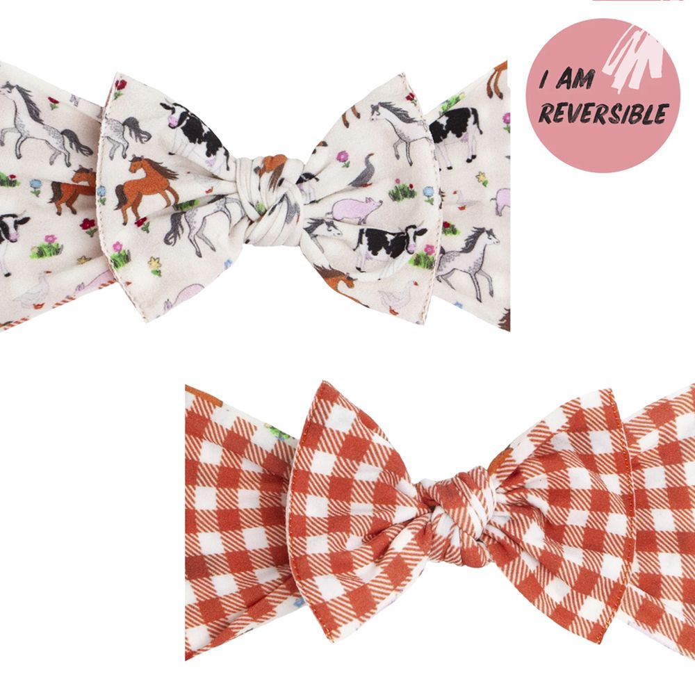 美國baby bling - 純手工極優雅細緻輕柔微彈性/毫無束縛感蝴蝶結髮帶/髮飾_印花雙面系列-宮廷花園