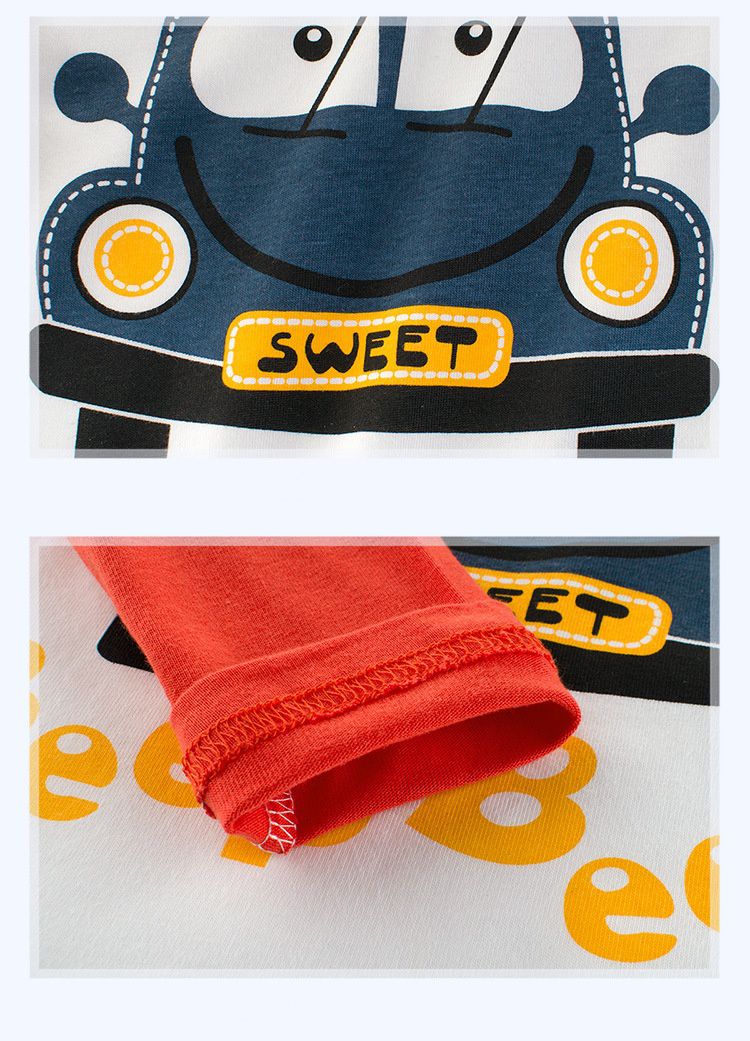 純棉長袖上衣-甲蟲車-紅色