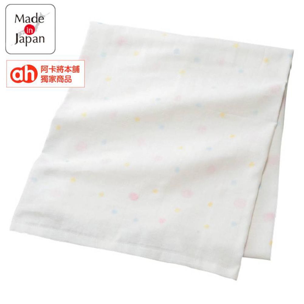 akachan honpo - 柔軟棉紗浴巾 長方形-點點-米白色
