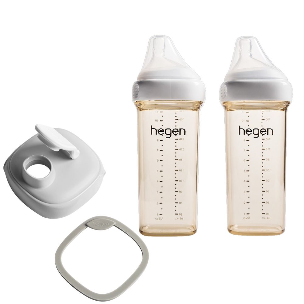 hegen - 大寶媽媽人氣組- 330ml雙瓶組+多功能水杯蓋-霧灰