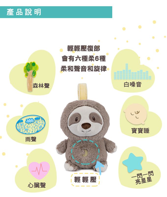 美國GUND - GUND安撫音樂玩偶-樹懶