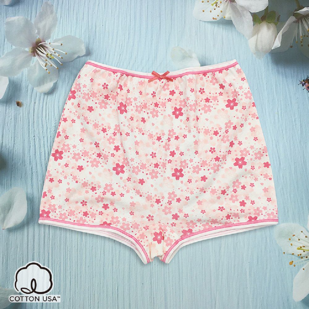 Annypepe - 女童純棉緋櫻四角褲-白 (160)