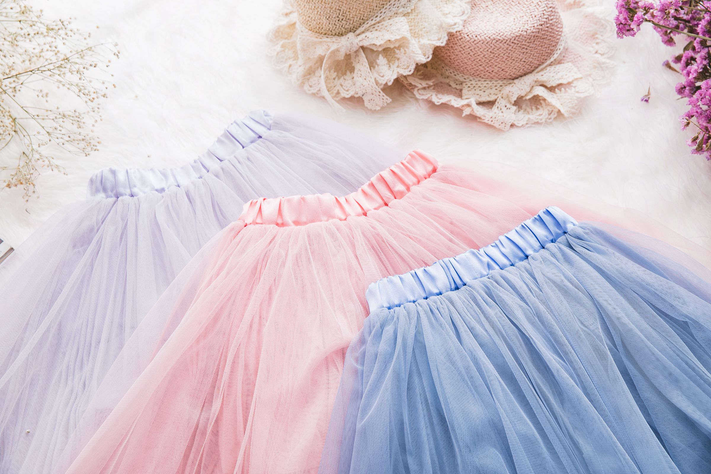 Peachy - 北鼻款*獨家訂製綿柔法式浪漫三層蓬紗裙-三層蓬版-仙杜瑞拉藍