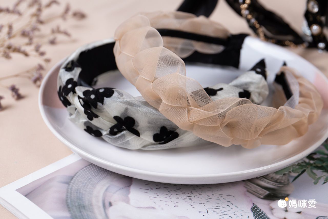 唯美網紗氣質髮箍-香檳色