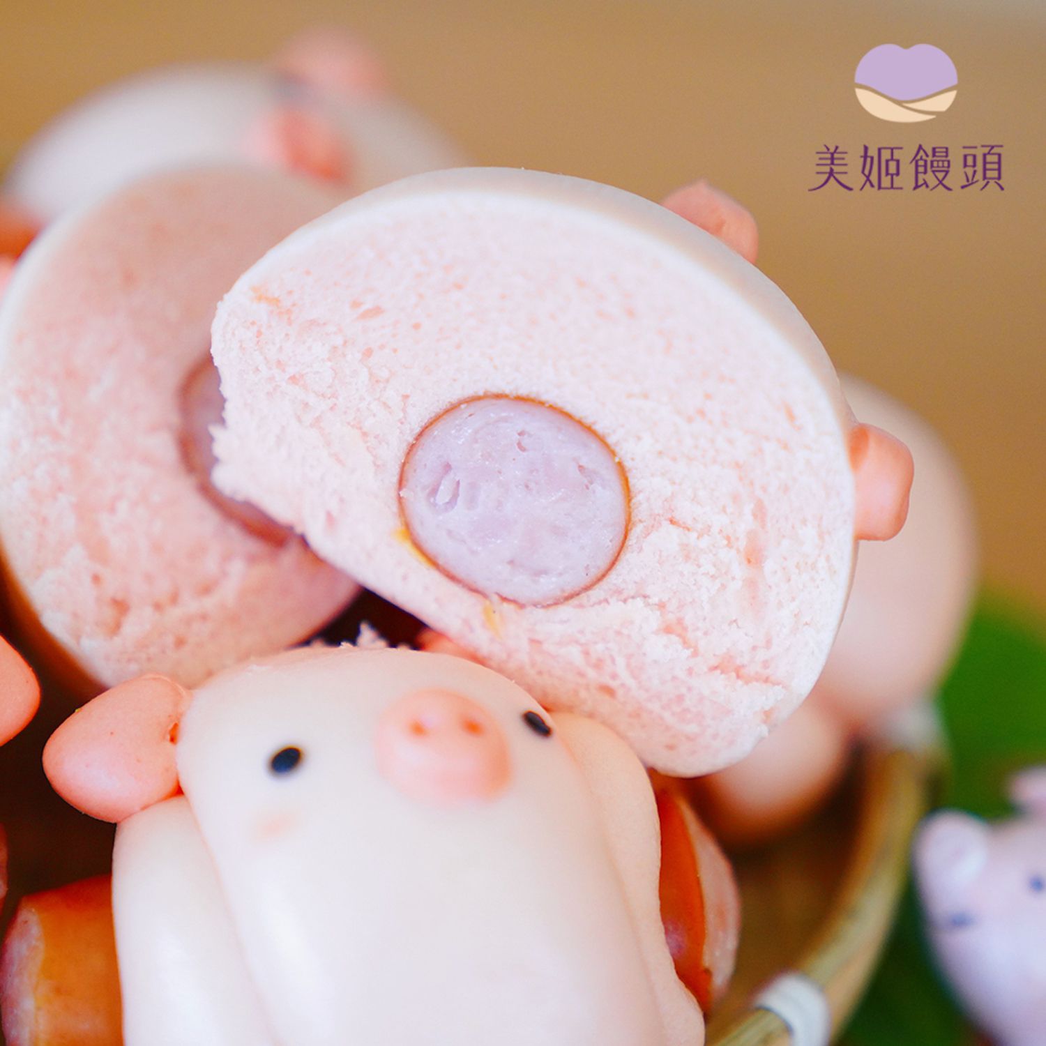美姬饅頭 - 小豬豬鮮乳熱狗捲 (6入)-50g