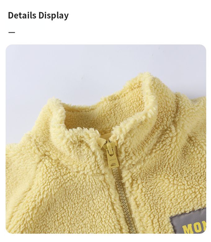 保暖立領羊羔絨外套-小怪物-深藍灰色