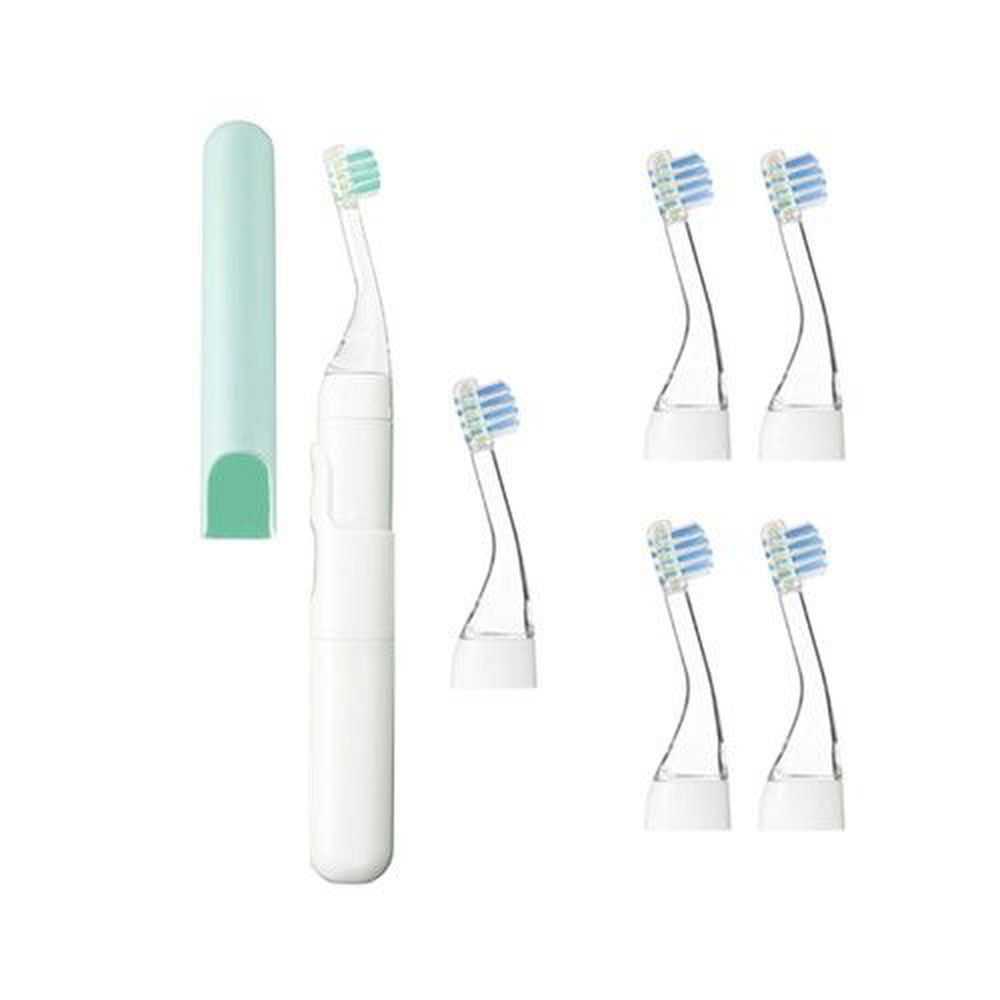 日本 Combi - teteo 幼童電動牙刷-薄荷綠-電動牙刷-薄荷綠x1(內含替換刷頭x1)+替換刷頭x4