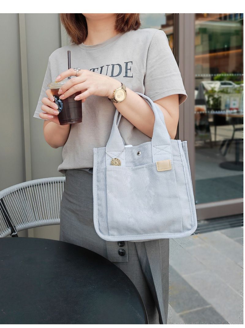 大容量帆布手提包/便當袋-粉色 (22x14.5x23cm)