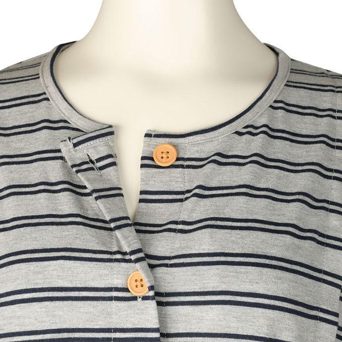 akachan honpo - 長袖洋裝-橫紋-灰色 (M~L)