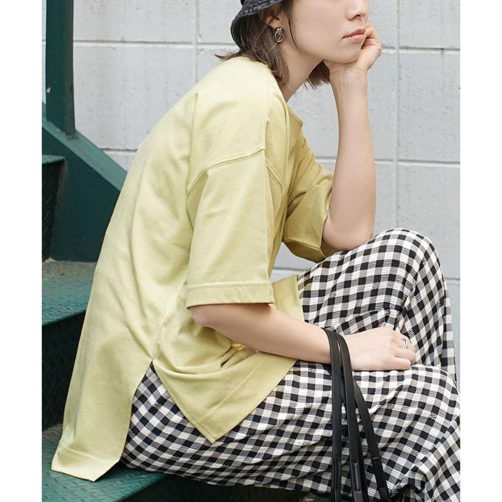 日本 zootie - Design+ 修身遮臀寬版百搭五分袖上衣-果綠