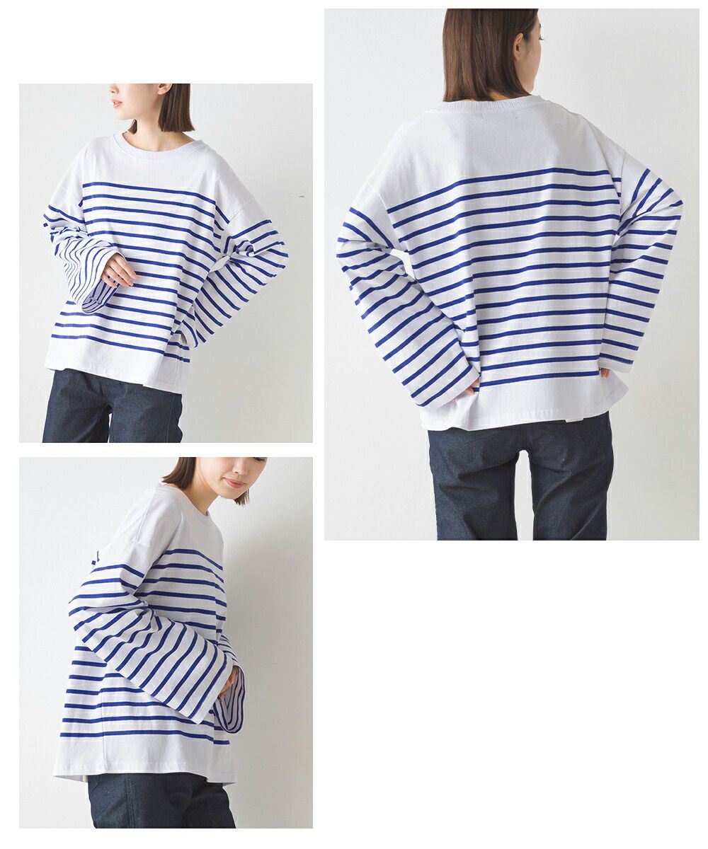 日本 OMNES - 顯瘦百搭條紋長袖上衣-黑x白