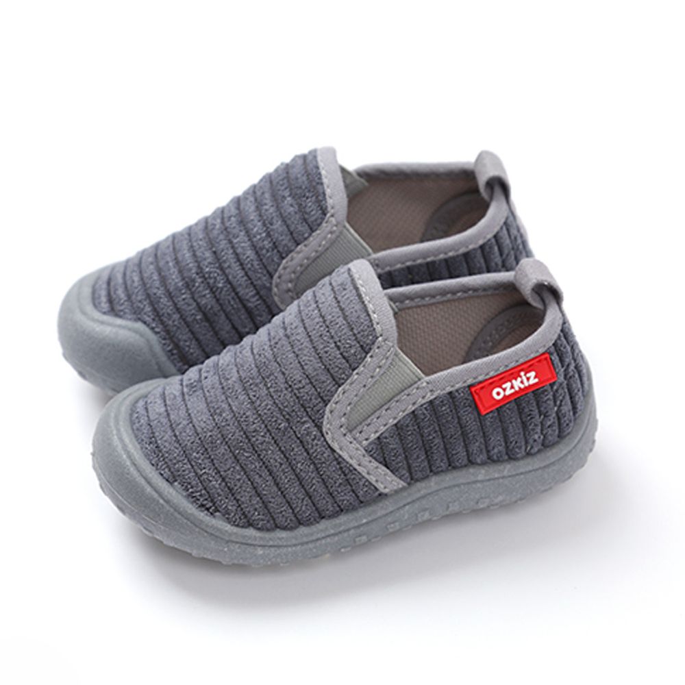 韓國 OZKIZ - (剩14cm)絨布超防滑兒童休閒鞋/室內鞋-灰