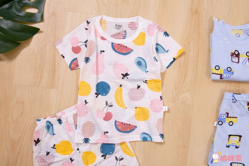 超薄款竹節棉睡衣家居服短袖套裝-小鹿森林