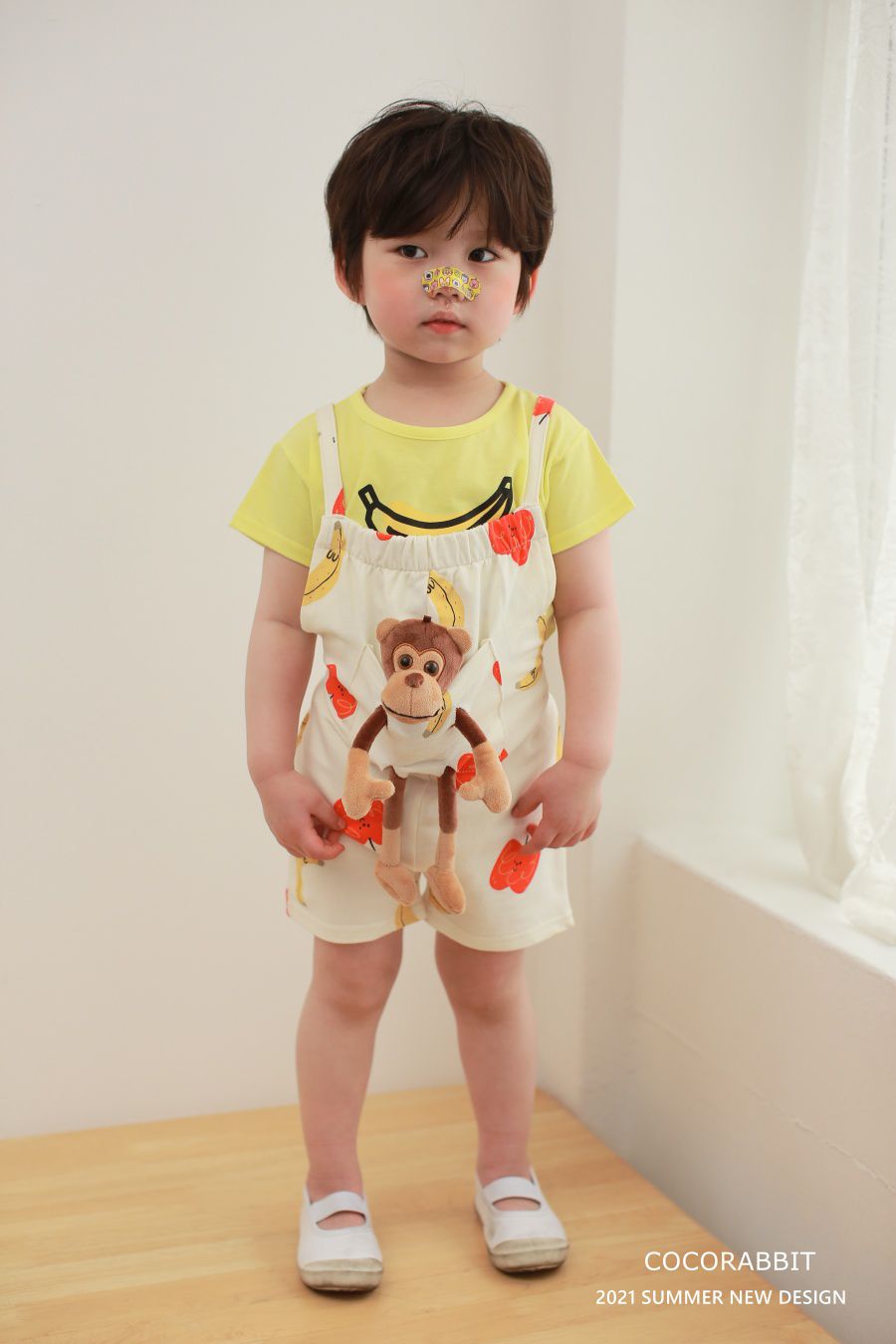 韓國 Coco Rabbit - 猴子娃娃吊帶褲-象牙白