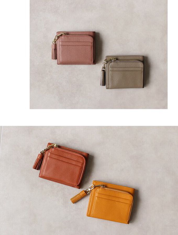 日本 LIZDAYS - 真皮輕薄多功能收納釦式短夾-芥末黃 (11.5x9.5cm)