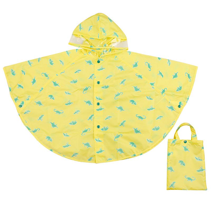 akachan honpo - 短斗篷式雨衣-恐龍-黃色 (80~95cm)