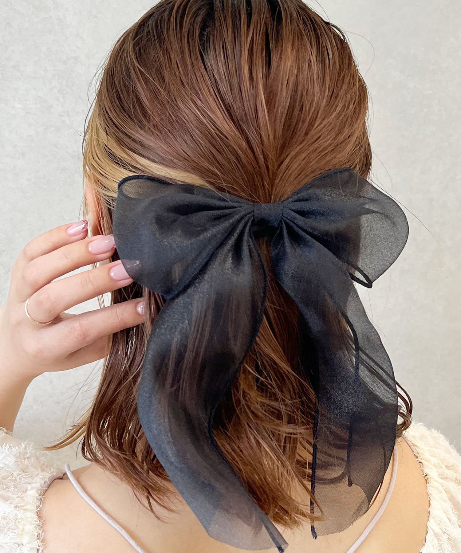 日本 Lattice - 歐風文藝感蝴蝶結髮圈-淺粉