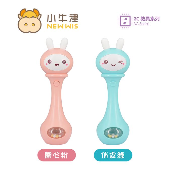 小牛津 - 小萌兔音樂搖鈴-安撫哄睡神器-俏皮綠-附說明書+usb線