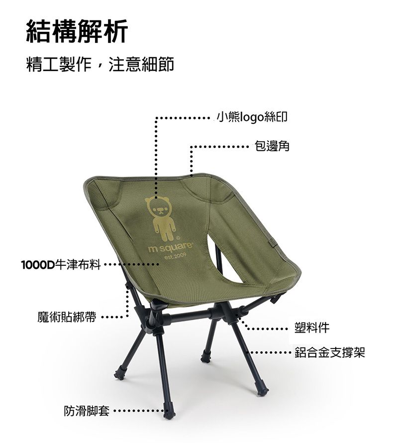 M Square - 輕量迷你摺疊椅-酷黑色