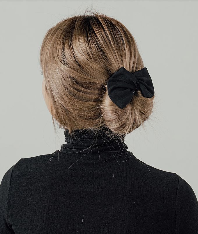 韓國 Soo&Soo - 韓式丸子頭編髮髮飾(素色)-黑 (約33*9.5cm)