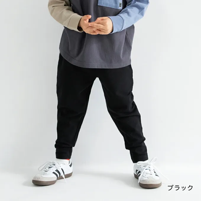 日本 BRANSHES - 彈力寬鬆上學好動長褲-素色-黑