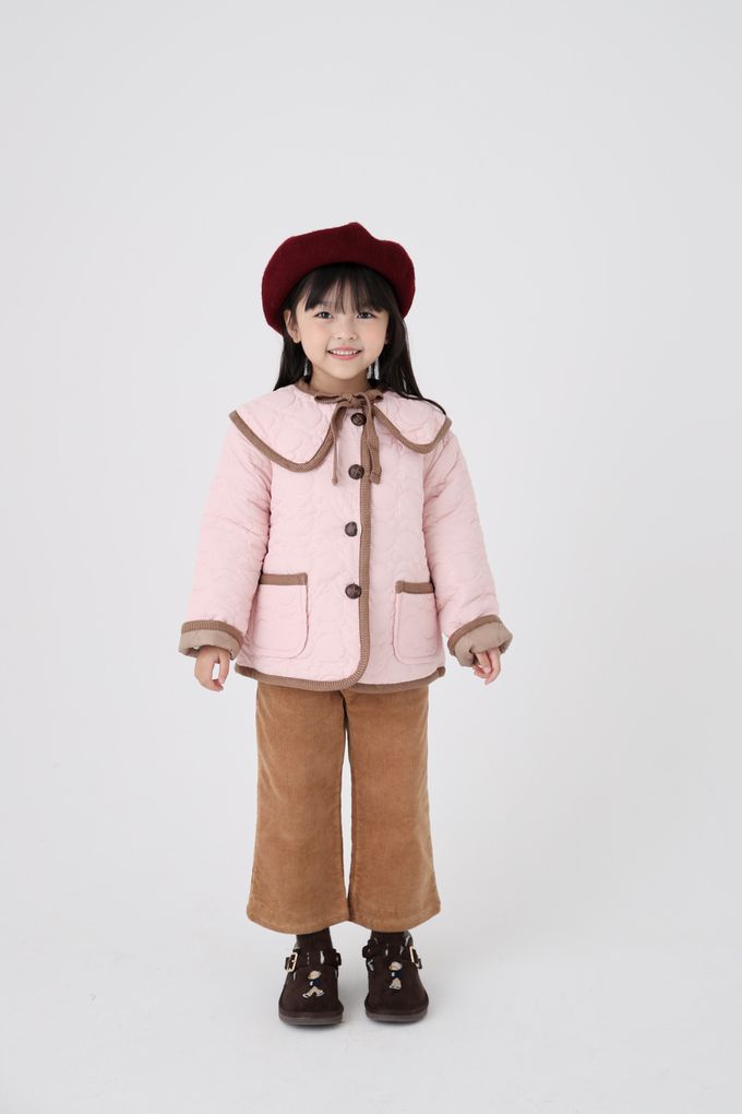 韓國 Coco Bang - 鬆緊腰燈芯絨直筒長褲-米白