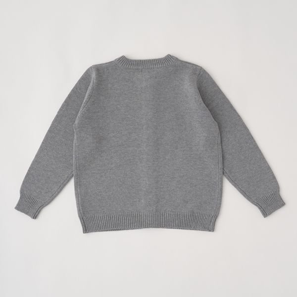 日本 b-ROOM - 字母刺繡針織開襟衫(可機洗)-灰