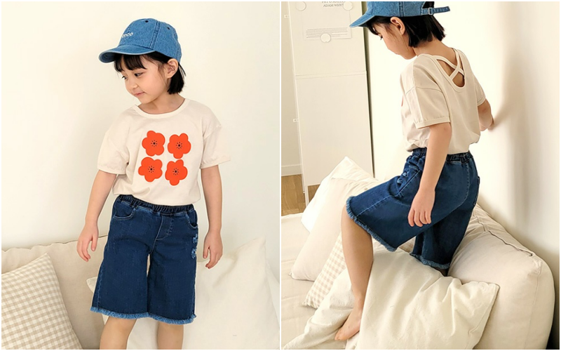 韓國 Peanuts House - 四朵花花T-杏