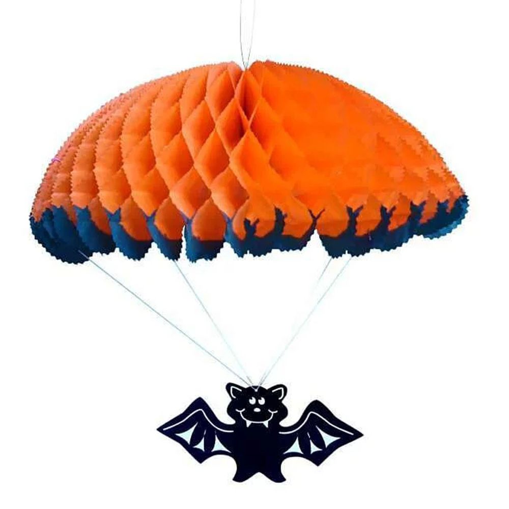 MODACore 摩達客 - ★萬聖節派對★蝙蝠橘黑降落傘造型掛飾吊飾兩入組_佈置裝飾 (長約66CM 寬約40CM)