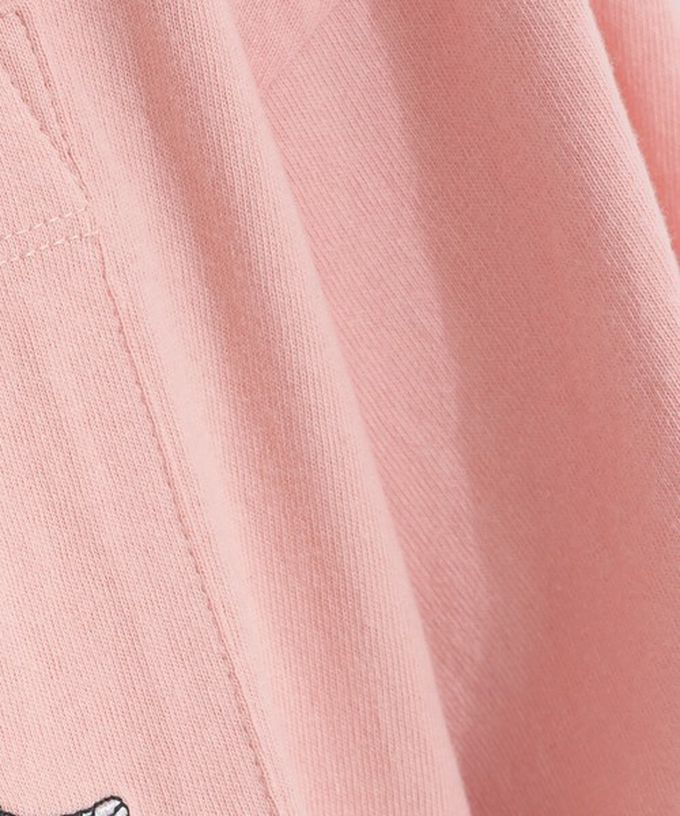 日本 Lupilien - 16支天竺棉俏皮動物刺繡大口袋短袖T恤-海軍藍