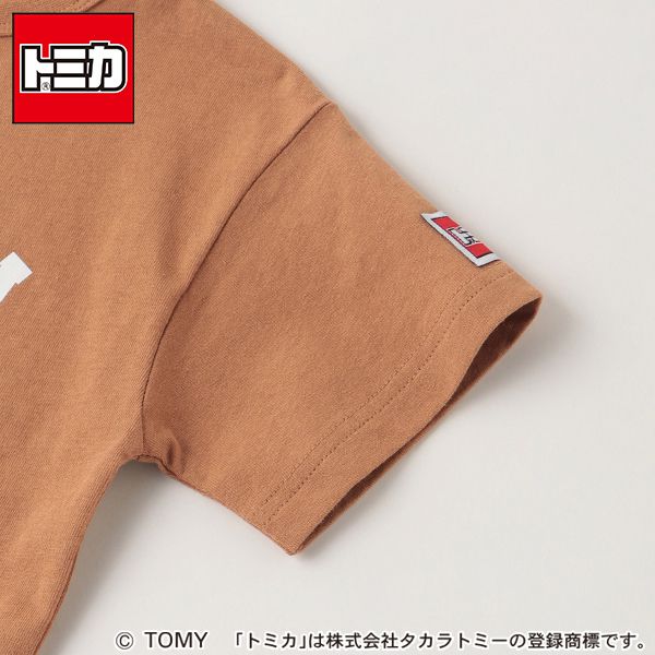 日本 petit main - TOMICA聯名 印花短袖上衣-漢堡車-摩卡