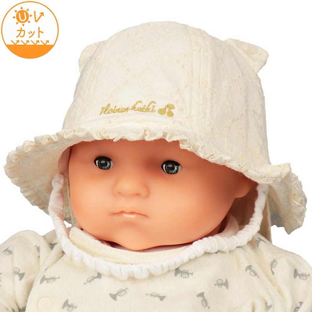 嬰幼兒鬱金香帽-小耳朵 蕾絲-淺卡其色