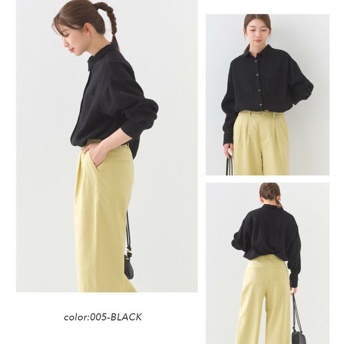 日本 OMNES - 100%印度棉 二重紗簡潔百搭襯衫-白