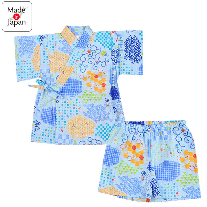 akachan honpo - 兩件式甚平-昆蟲-藍色