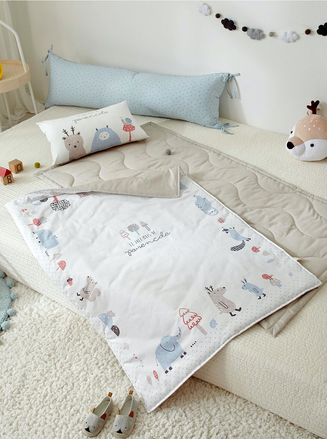 韓國 Prielle - 純棉分離式睡袋(無拉鍊)-萌萌動物-附防水睡袋收納袋