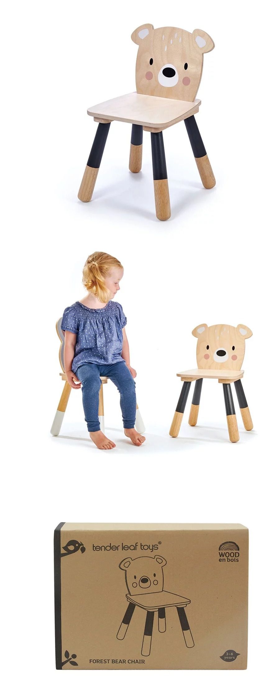 美國 Tender Leaf - 童話森林樂樂熊(木製兒童椅）
