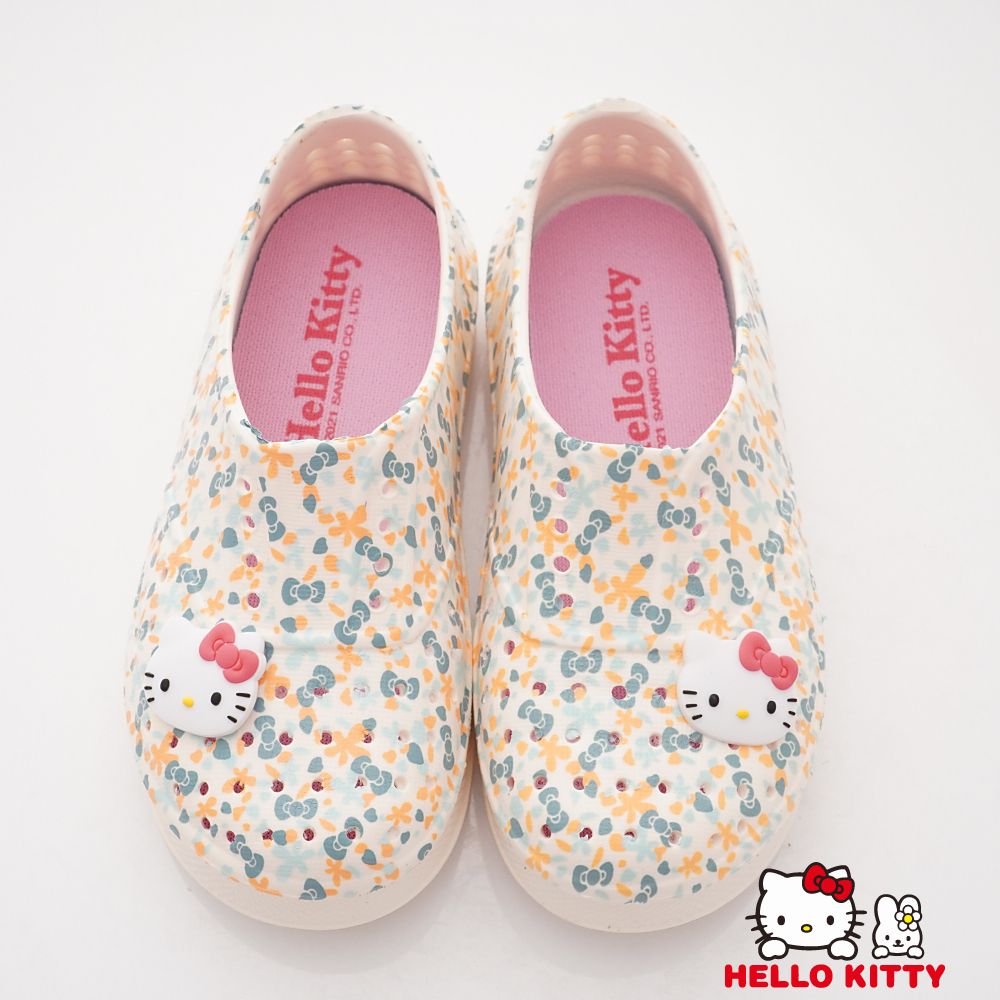 HELLO KITTY - 凱蒂貓可愛碎花洞洞鞋(中小童段)-休閒鞋-白水