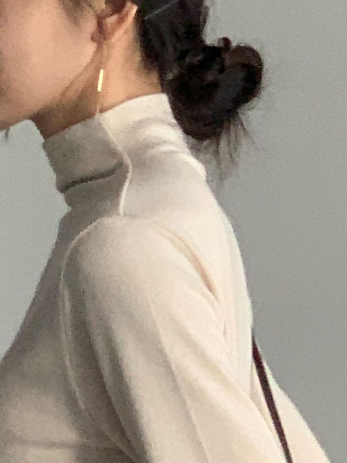 韓國女裝連線 - 百搭中領混羊毛長袖上衣-米杏 (FREE)