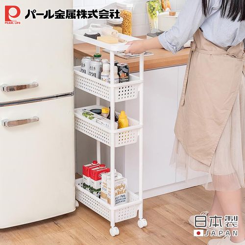 日本製間隙款四層收納推車(白色)