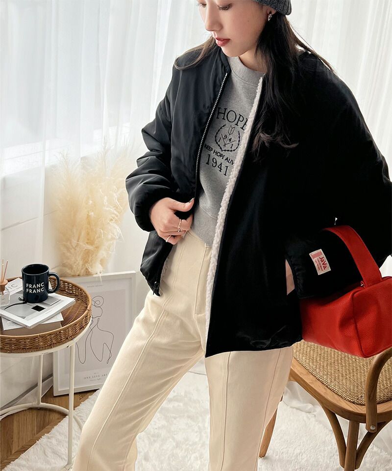 日本 Classical Elf - 2WAY泰迪熊短絨飛行外套-淺米x米杏